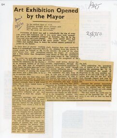 Newspaper, 1950 Art Exhibition opened by Ringwood Mayor, Cr Ben Hubbard