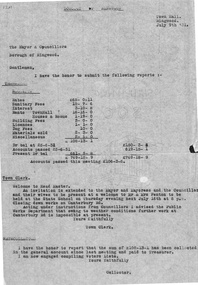 Document, Borough of Ringwood - Reports to Council July 9 1931 including Receipts