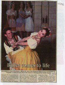 Newspaper, Ringwood Ballet Group presenting "Coppelia" at Karralyka in 1994