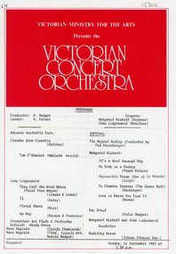Document, Victoria Concert Orchestra's programme, performing at Ringwood Sunday, 26th September 1982