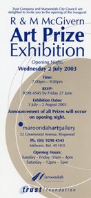 Flyer, R & M McGivern Art Prize Exhibition at Maroondah Gallery in 2003