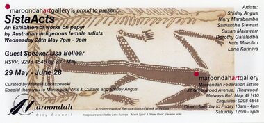 Flyer, SistaActs Exhibition at Maroondah Gallery