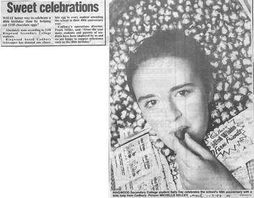 Newspaper, Ringwood Secondary College - Sweet celebrations - The Mail, 1-03-94, Page 1