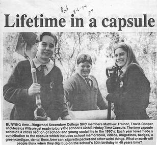 Newspaper, Ringwood Secondary College. Lifetime in a capsule - The Post, 8-06-94, Page 7