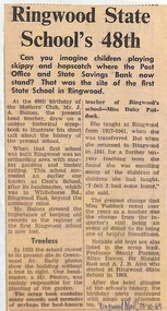 Newspaper, Ringwood State School - Newspaper Clipping  23/10/1969 - "Ringwood State School's 48th"  - 48th birthday of the Mothers' Club