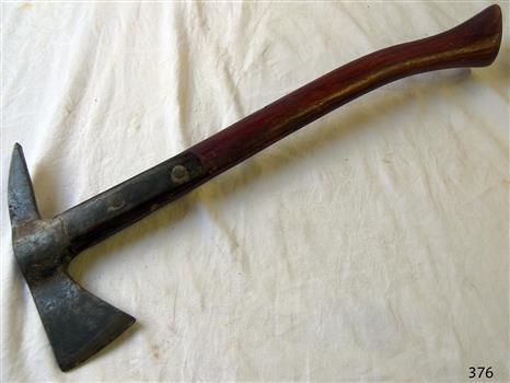 Axe has strong wooden handle and metal head