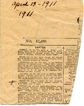ELLIS David - death notice 13-04-1911