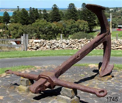 Large ship's anchor, brown with corrosion