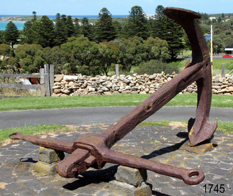 Large ship's anchor, brown with corrosion