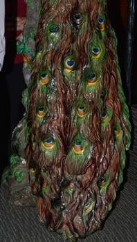 Colorful array of rear feathers with their bright eyes