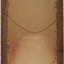 The handwritten inscription is sideways along the lower left edge of the painting’s board. The board is held in place inside the timber frame with small metal tacks around all sides. Metal eyes join the wire to the frame. The wire is hanging in a downward curve. Small round nail heads are dispersed around the frame and there is a change of colour on both the board and the wood; perhaps from having a backing paper taped and tacked to the back. The mitred corners of the frame have been strengthened with staples. There is some damage to the board.