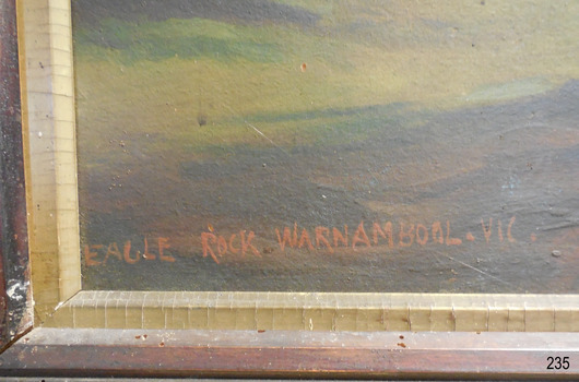 Painted using red-brown paint, in capital letters “EAGLE ROCK, WARRNAMBOOL, VIC.”