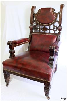 Armchair with timber frame and leather upholstery