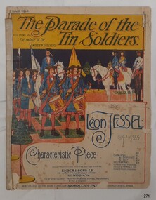 Soft covered book of sheet music with coloured illustration and text on cover