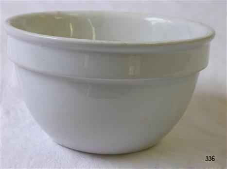 White ceramic earthenware bowl with narrow rim.