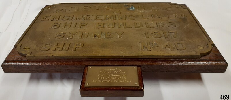 Angle of view shows thickness of name plate and donor's plaque.