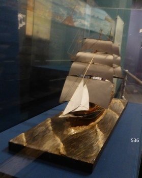 Sails on ship are square-rigged