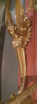 Wings are upright above head, body tapers inward towards base