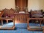 Pair of kneeling mats on the prayer rail in the chapel