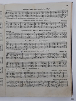 Right side page of music score from within the book