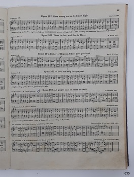Right side page of music score from within the book