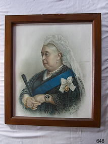 Portrait in colour, Queen Victoria , in timber frame.
