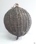 Spherical cane ball, painted black, with metal fittings at each end