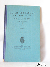 Book, Signal Letters of British Ships 1937