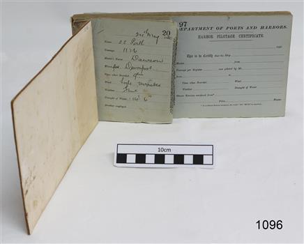 Inscription on butt inside the book