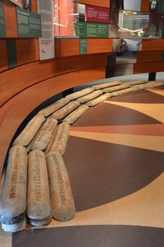 Ingots stacked on the floor in the Great Circle Gallery