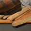 Ingots on display near the barrel and cargo nets