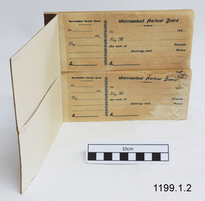 Receipt books have printed headings on the pages and have a butt with perforations to remove customer's copy.
