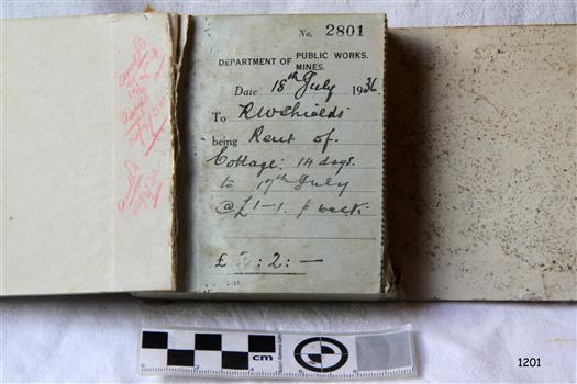 Receipt butt has hand written inscription