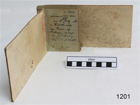Inscriptions inside the front cover and on the receipt butt