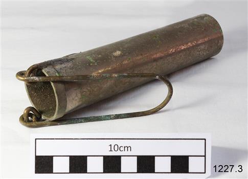 Metal cylinder with wire loop handle