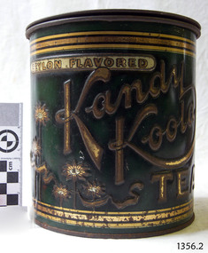 Words visible on this side of the tin are "Ceylon flavoured" and "Kandy Koola Tea"