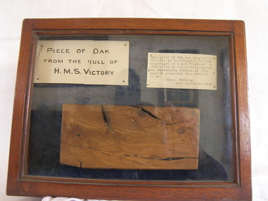 Glass front timber display with wood sample and information cards