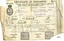 Certificate of Discharge with name of seaman, ship, date etc filled in by hand with ink