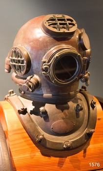View shows connections for air pipes. Also show's maker's plate.