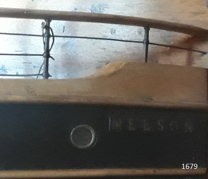 Name of vessel in capital letters on side of bow 'NELSON'