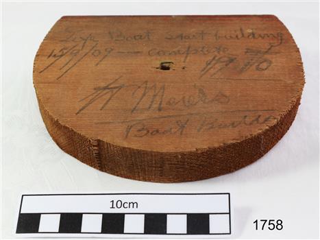 Plaque was found inside the hull when the boat was restored