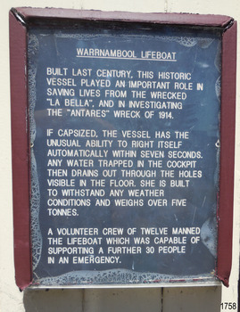 Sign tells of Lifeboat Warrnambool's history and features