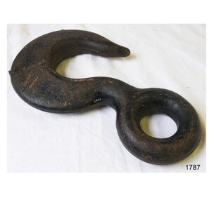 Large metal hook with a ring formed at the top