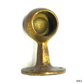 Hollow brass sphere has an opening for the rail to be inserted and 3 fixing screw holes.
