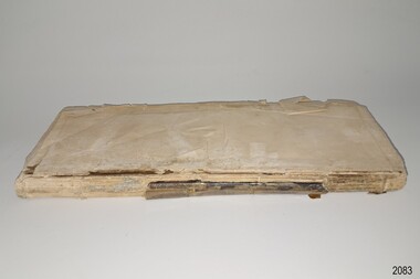 Spine and front page of coverless book, in poor condition