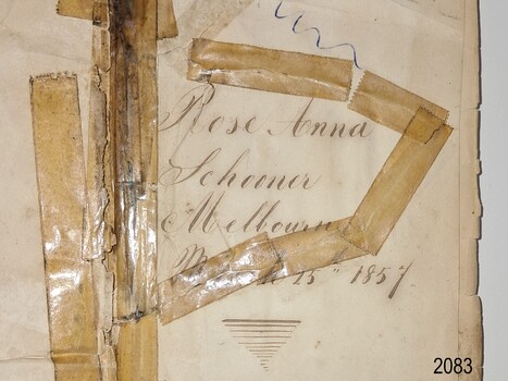 Close-up of inscription on repaired front end paper