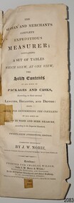 Fly page of upright book, showing repairs and tears.