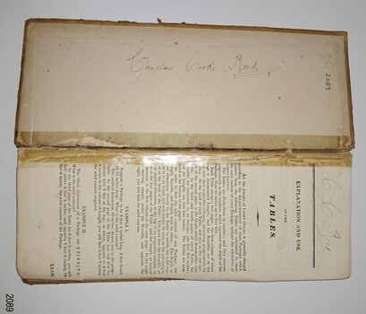 Inside front cover has handwritten signatures. Cover is rinforced with adhesive tape.