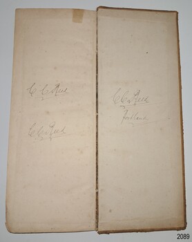 Back end page and bac inside cover with signatures