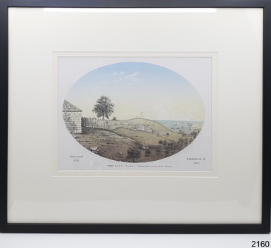 Drawing; a coloured scene of Flagstaff Hill towards Middle Island